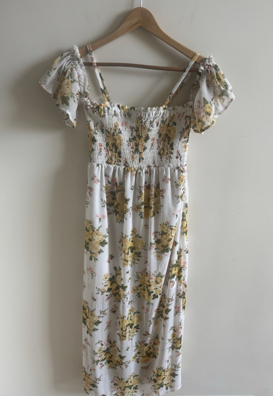 Disney Princess Women's M Maxi Dress Floral Smocked Milkmaid Whimsical Cottage
